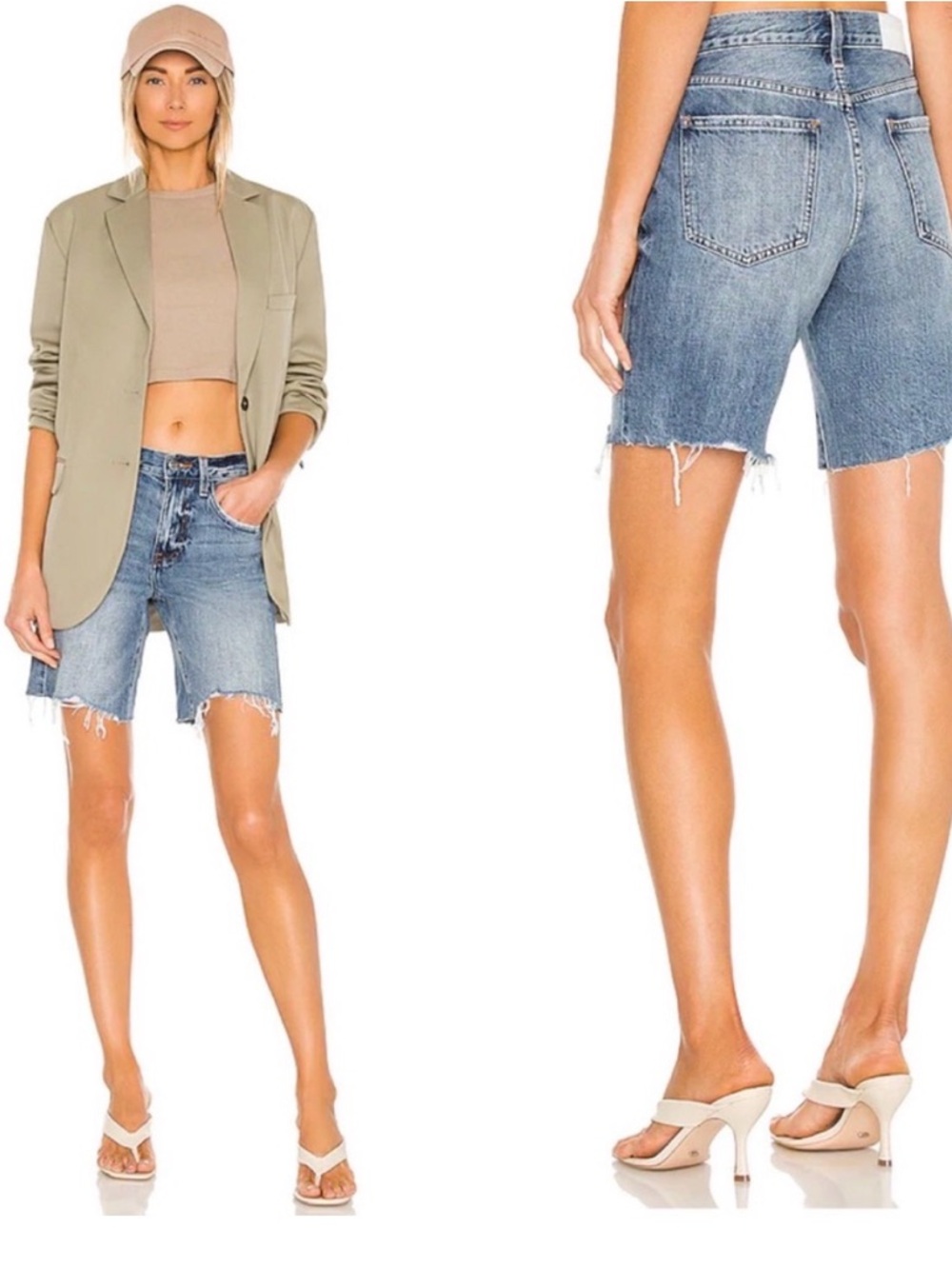 pistola Light Blue Distressed Denim Bermuda Shorts - Picture 2 of 5